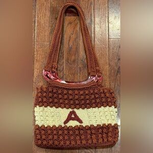 Alabama Roll Tide A Monogram Handmade Vintage Shoulder Bag Purse Crochet Knit
